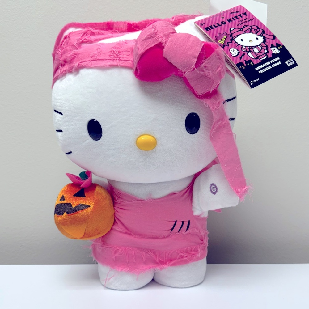 Animated Dancing Hello Kitty Pink Mummy Halloween 12" Side Stepper, New!
